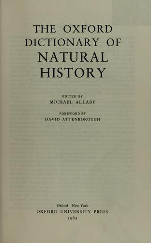 The Oxford dictionary of natural history 
