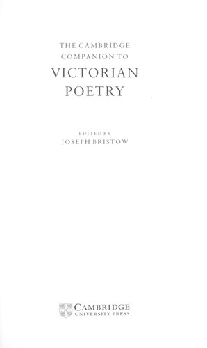 The Cambridge companion to Victorian poetry 
