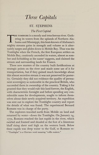 Three capitals : a book about the first three capitals of Alabama, St. Stephens, Huntsville, and Cahawba, 1818-1826 