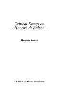 Critical essays on Honoré de Balzac / [edited by] Martin Kanes.