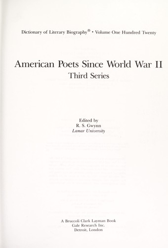 American poets since World War II. Third series 
