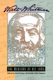 Walt Whitman : the measure of his song  Cover Image