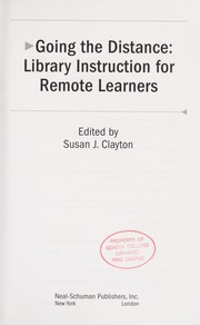 Going the distance : library instruction for remote learners  Cover Image