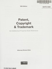 Patent, copyright & trademark : an intellectual property desk reference  Cover Image