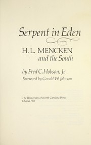Serpent in Eden: H. L. Mencken and the South, Cover Image